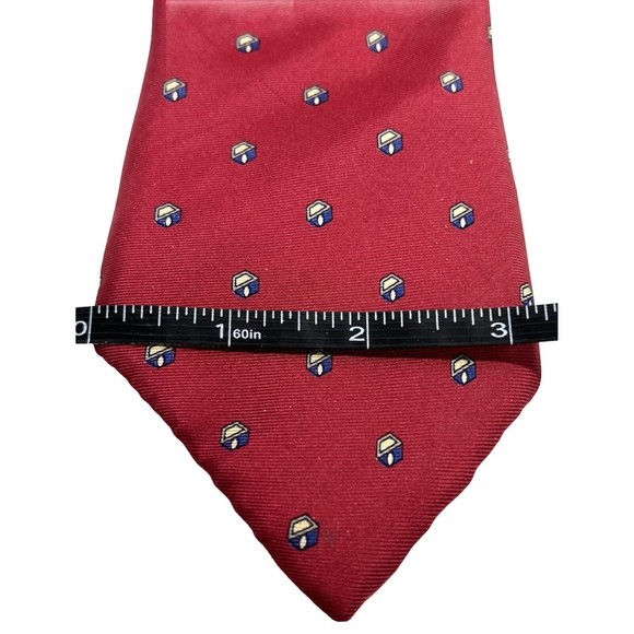 Vintage 80’s Yves Saint Laurent 100% Silk Designer Tie Deep Red Made In USA - Picture 3 of 5